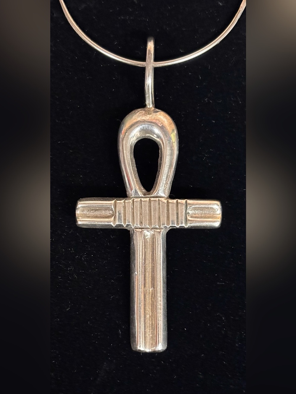 Rare Vintage Sterling Silver Handmade Unmarked Egyptian Ankh Pendant Key 1970’s